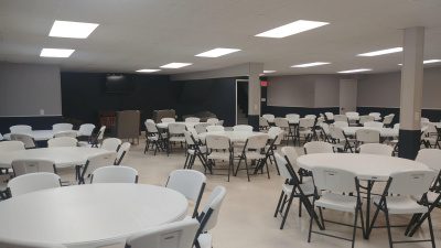 Champlin Hall at Cresco Theatre decorated for an event