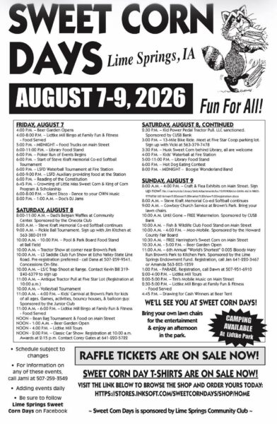 2026 Sweet Corn Days flyer