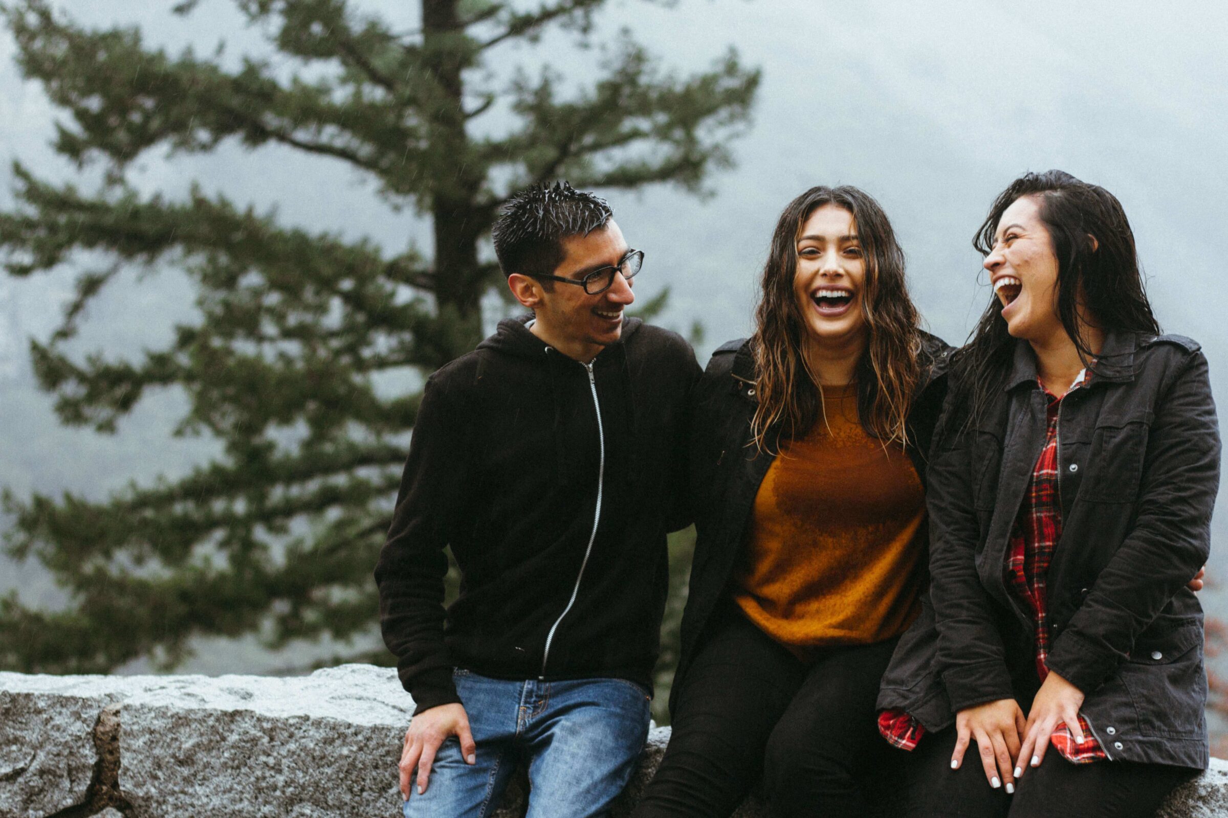 Friends laughing in nature