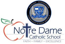 Howard-Winn and Notre Dame school logos