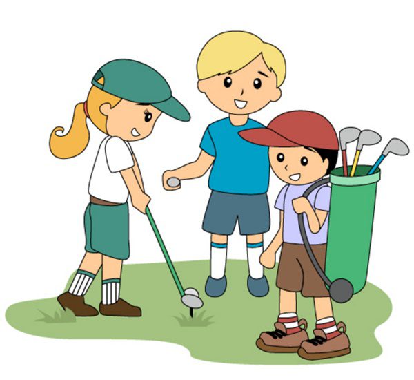 Kids playing golf