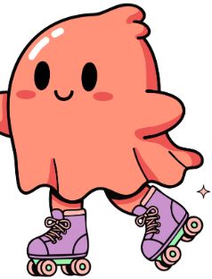 Orange ghost rollerskating