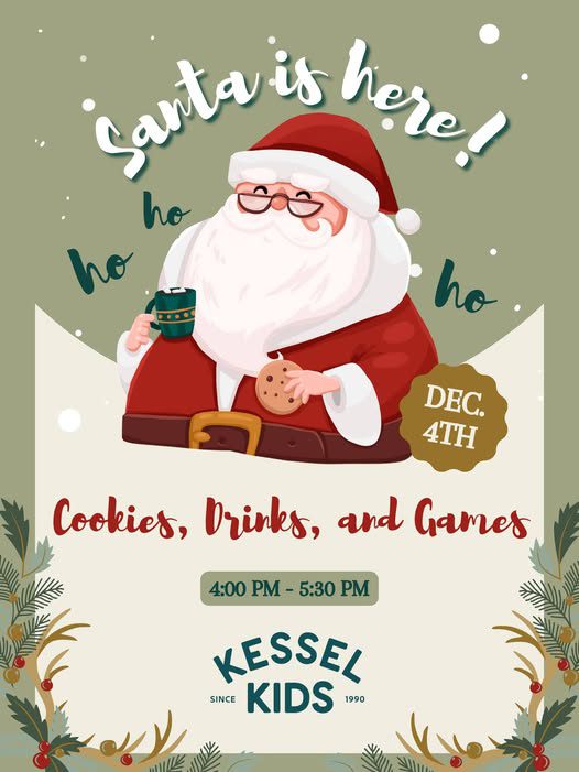 Poster advertising a Santa visit at Kessel Kids