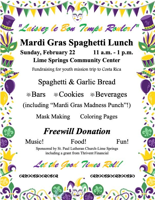 Mardi Gras lunch in Lime Springs poster