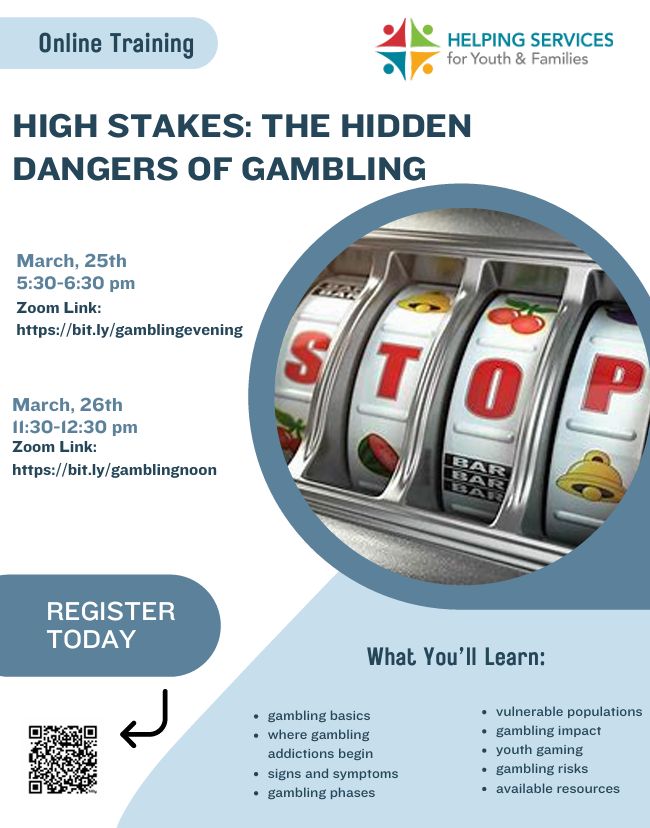 Helping Services poster regarding gambling dangers