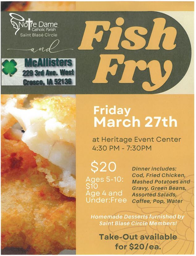 Notre Dame Parish Fish Fry poster