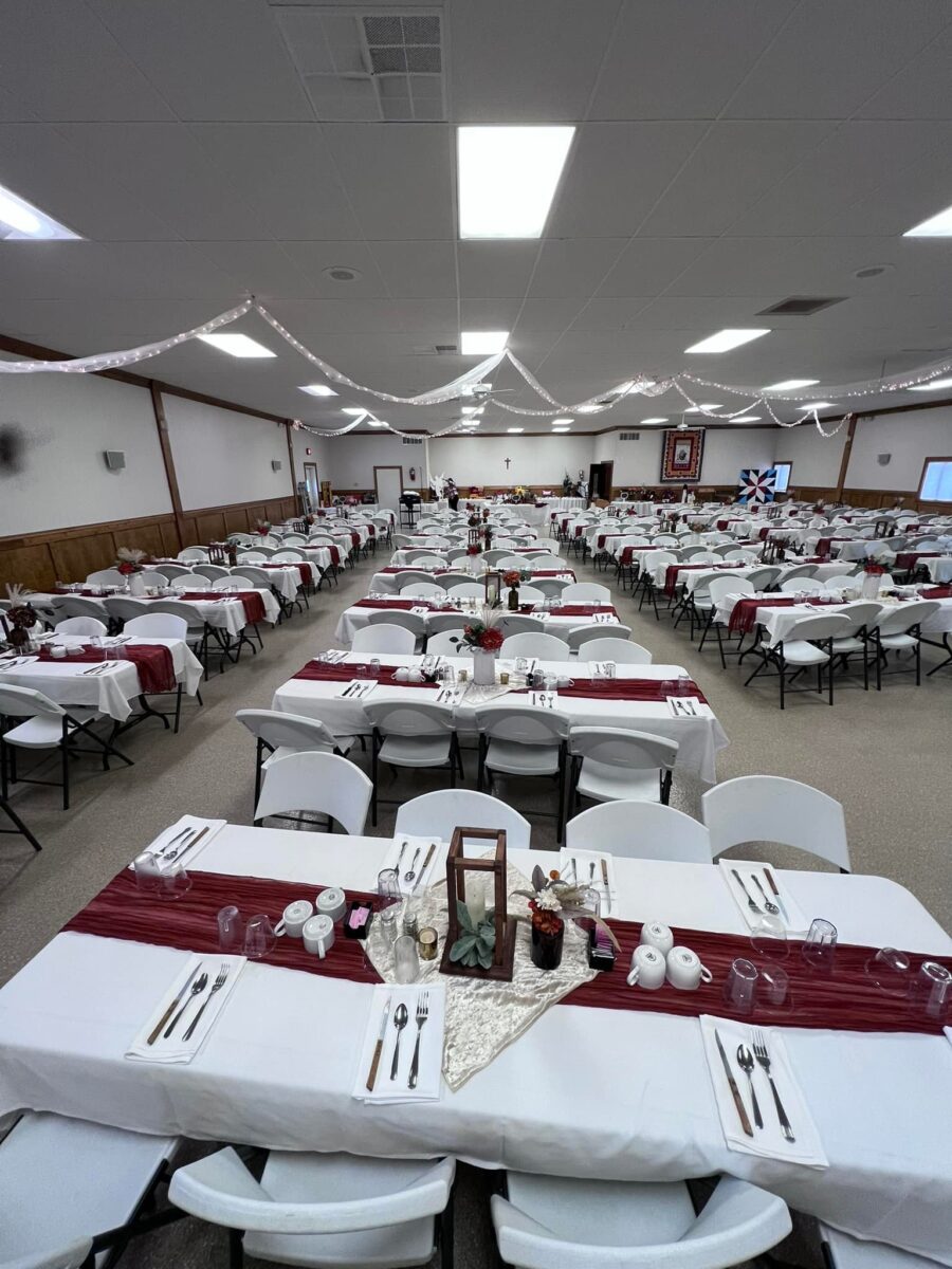 Prtovin Community Center decorated for a celebration