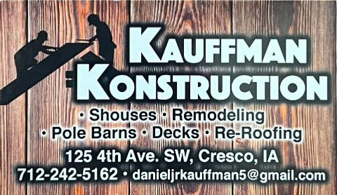 Business card for Kauffman Konstruction