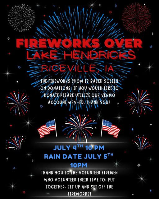 Lake Hendricks, Riceville, Iowa Fireworks