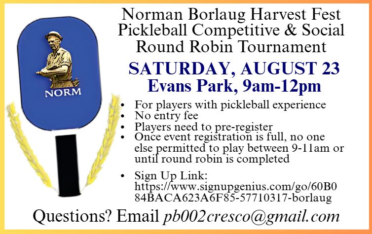 flyer promoting Pickleball during Harvest Fest