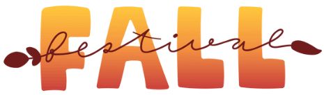 The word festival written in script on top of bold letters spelling the word fall