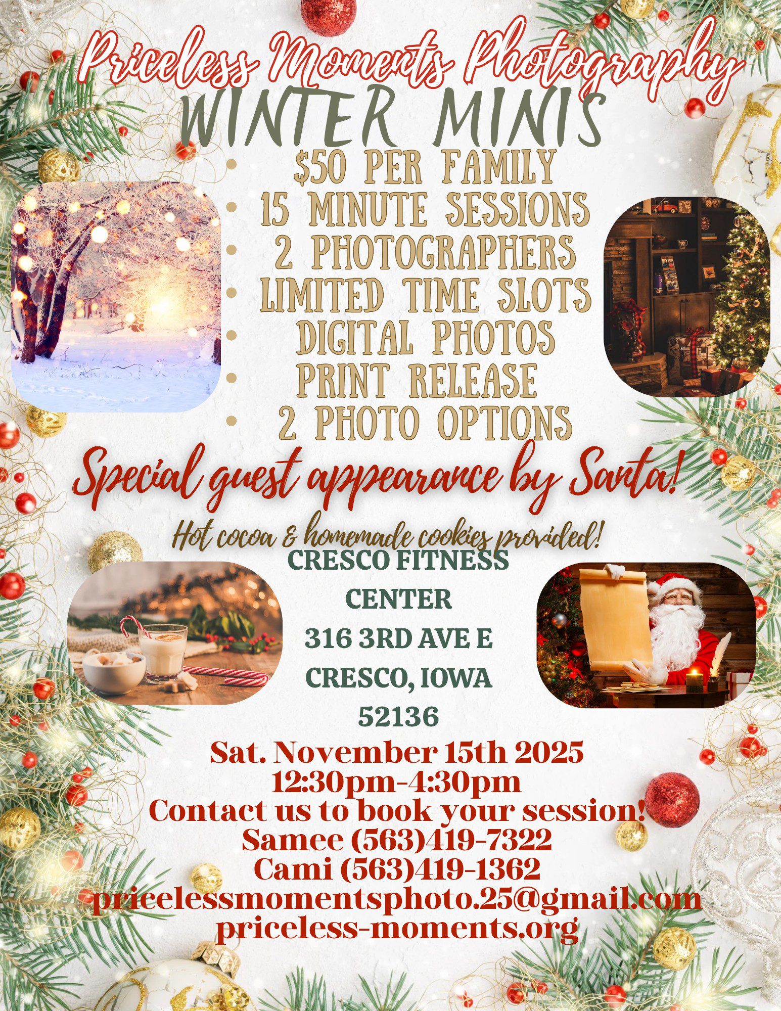 Poster for photography sessions at the Fitness Center