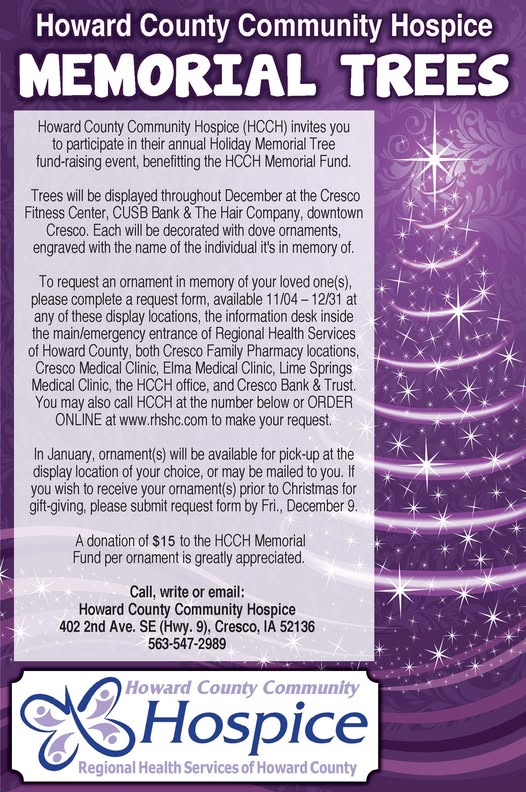 poster to participate in the Memorial Tree fundraiser in November and Decmeber