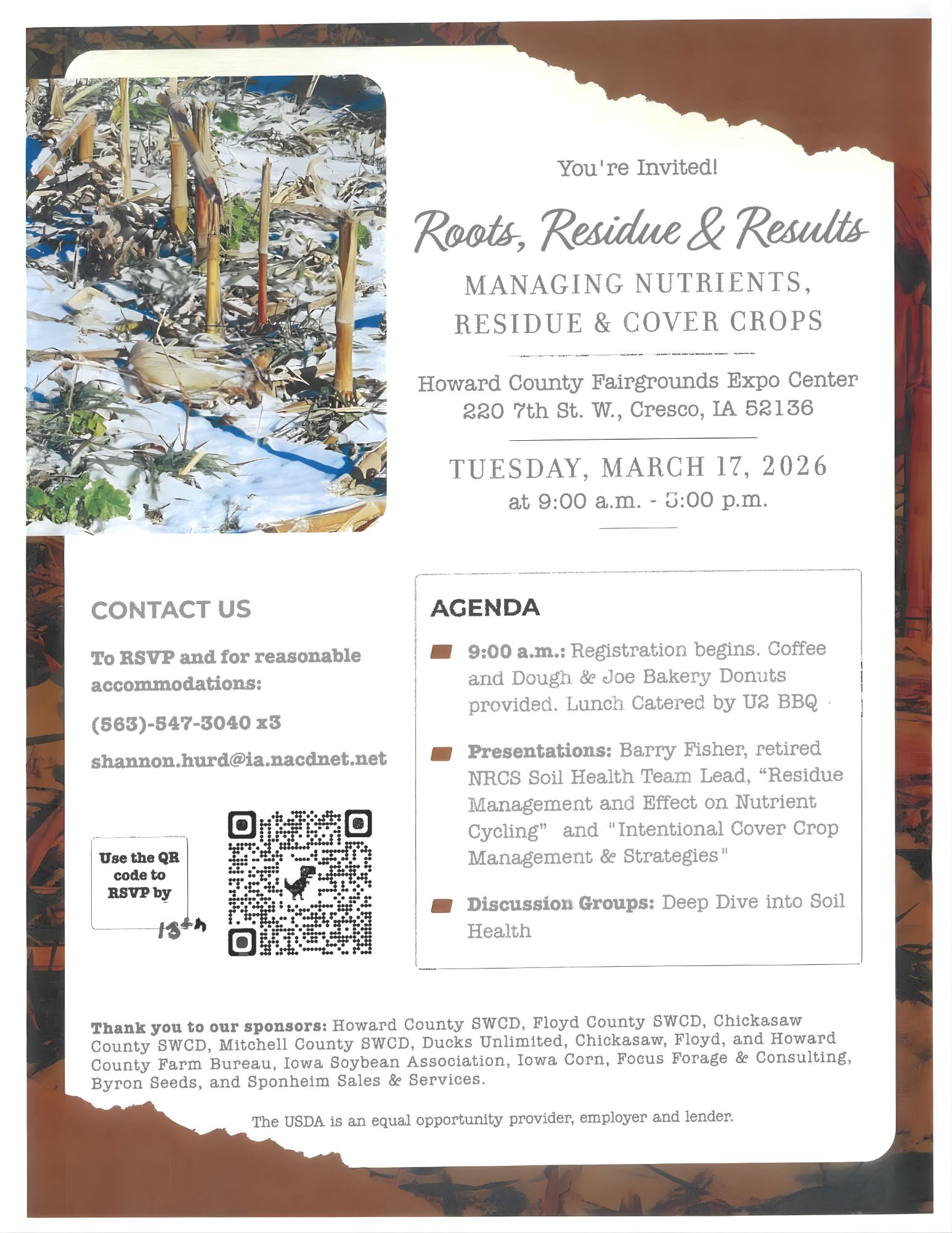 Flyer for Roots, Residue & Results workshop