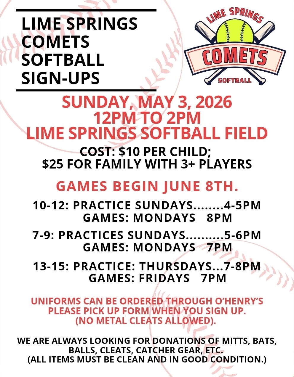 Softball sign up day in Lime Springs